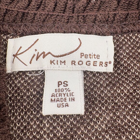 Kim Rogers Womens Petite Paisley Brown Open Cardigan Sweater PS Acrylic - Picture 2 of 4